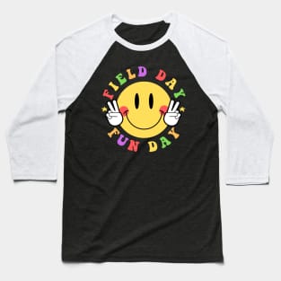 Hippie Smile Face Field Day Fun Day Groovy Field Day Baseball T-Shirt